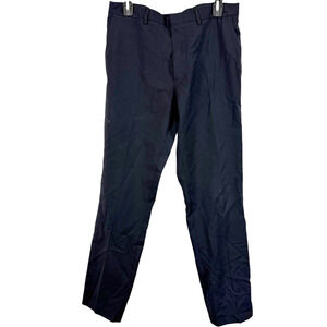 Burberry London 100% Virgin Wool Flat Front Navy Blue Dress Suit Pants sz 33x 30